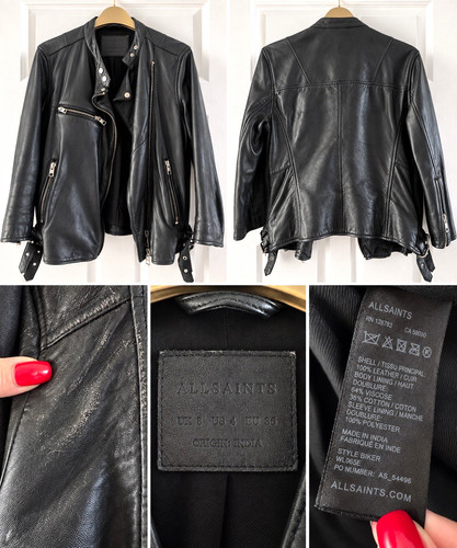 Allsaints black leather biker - allsaints,