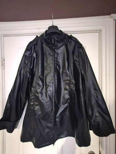 Womens black faux leather look - black, leather-look