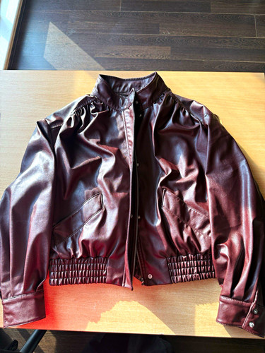Brown leather bomber - h&m,