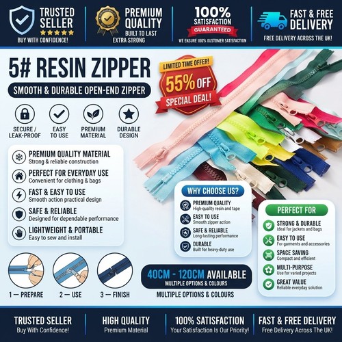 Chunky open ended zip - zip, plastic