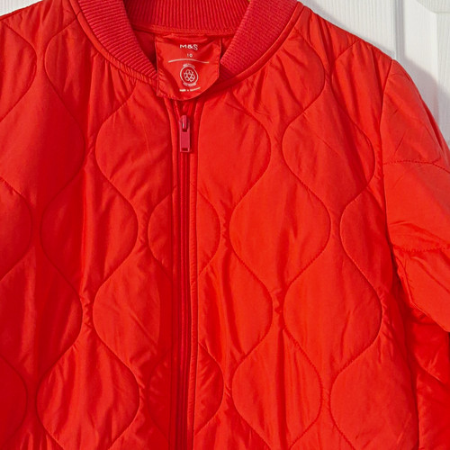 Red quilted short jacket - red,