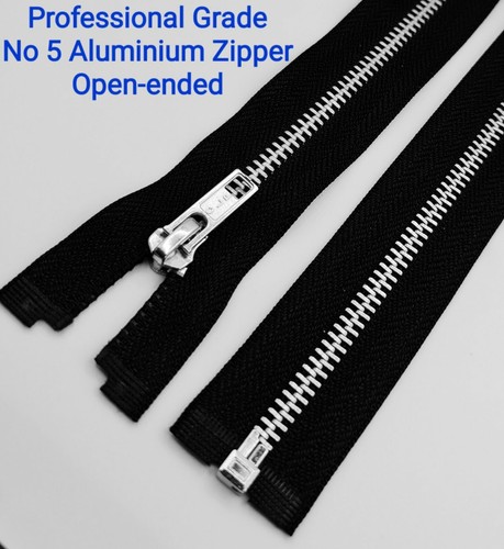 Black metal zips - black, open