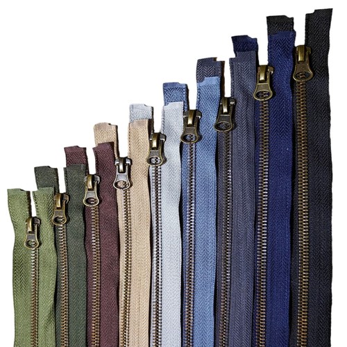 1pc antique brass metal zip - brass,
