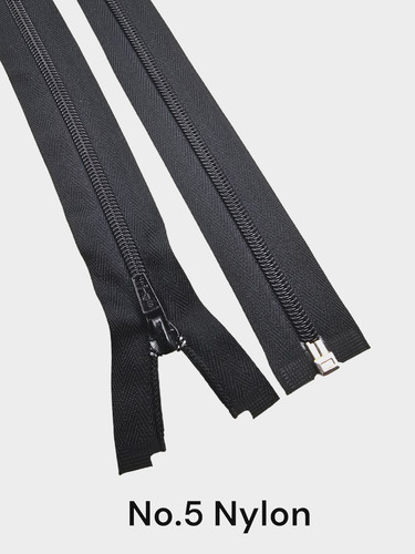 Black nylon zips - black, open