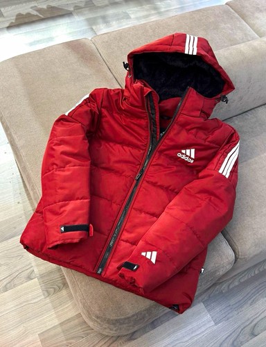 Adidas men red hooded - adidas, puffer