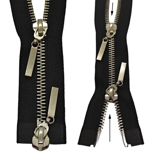 Black way zip silver - 2-way, metal
