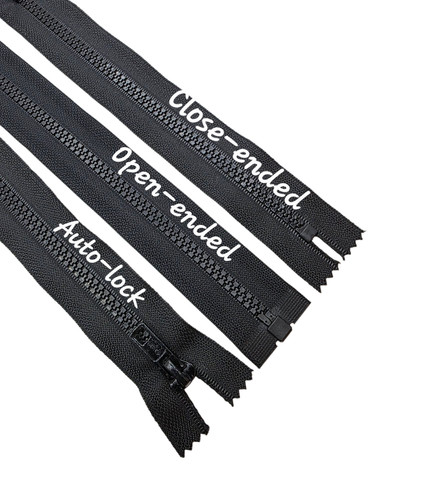 Black chunky zips no5 - zips, plastic