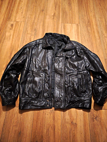 Men black leather biker - men’s,