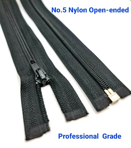Black nylon zips no5 - no5, open