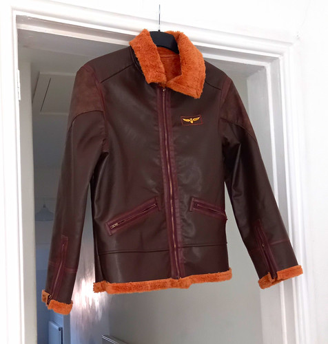 Men brown faux leather zip - leather,