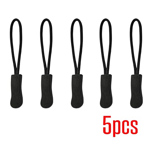 5pcs black zipper - black, pulls